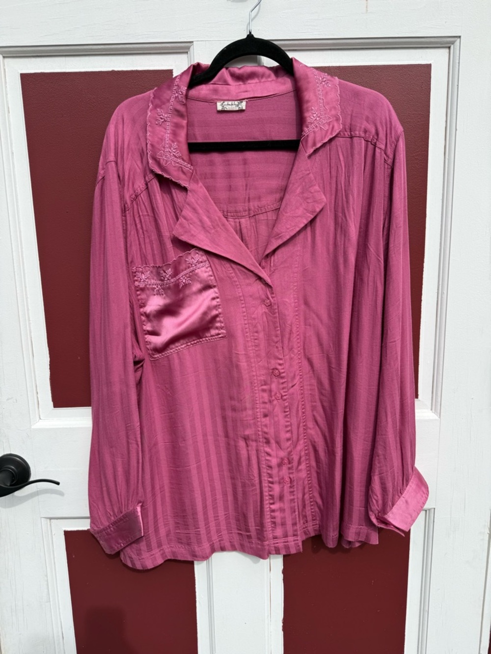 Free People Intimately Women's Pink Hotel Stripe Pajama Top with Satin Accents